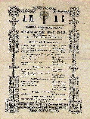 1849 Holy Cross commencement program