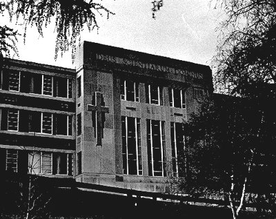 Haberlin Hall in 1959. It was named after the Right Reverend Richard J. Haberlin, class of 1906 and Vicar-General of the Archdiocese of Boston.