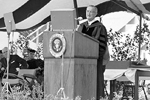 President Lyndon B. Johnson speaking at 1964 commencement