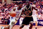 Holy Cross Men's basketball team playing against West Point in early 1990s