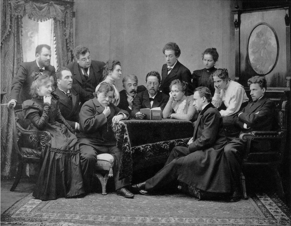 Writer Anton Chekhov reading his play Seagull to a group of actors and directors of the Moscow Art Theater 