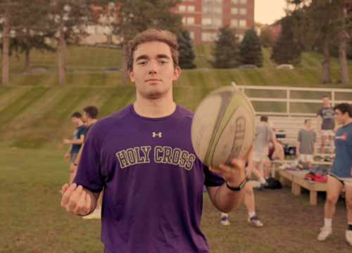 Holy Cross rugby team at practice