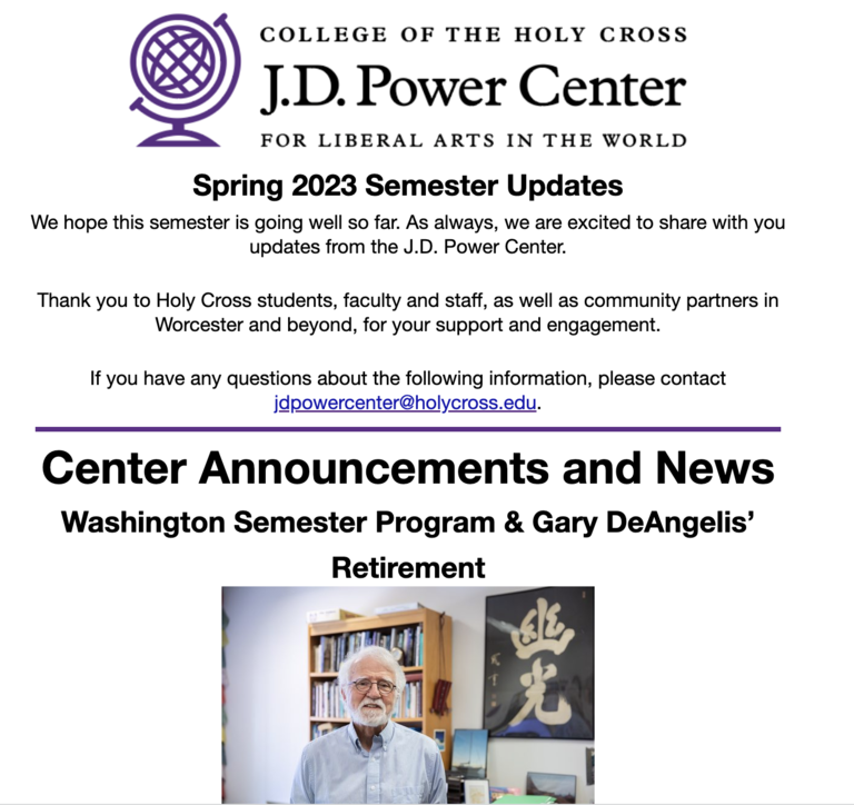 Screen shot of J.D.Power Center Newsletter