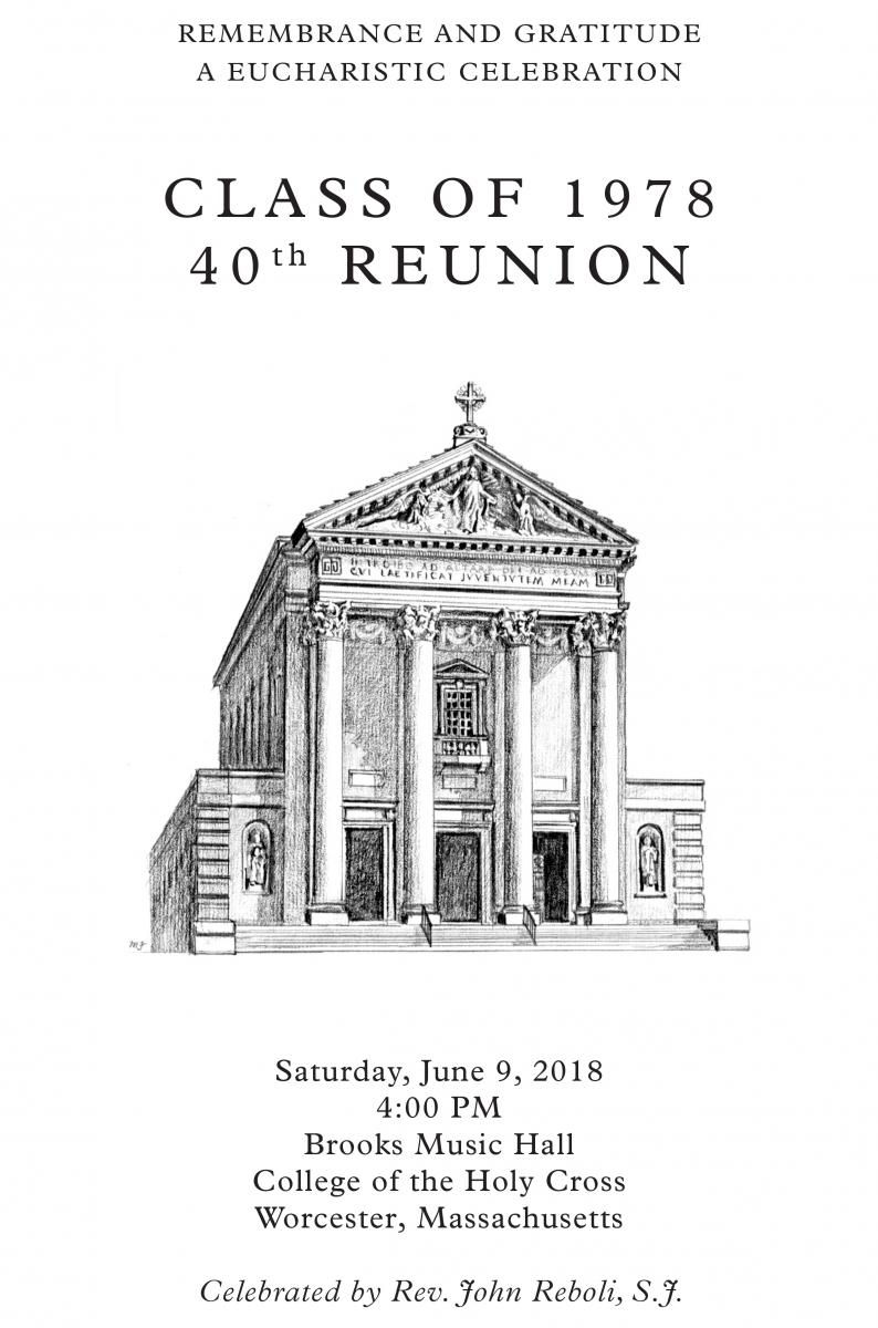 Reunion 2018 Mass Program: Class of 1978 Program Example