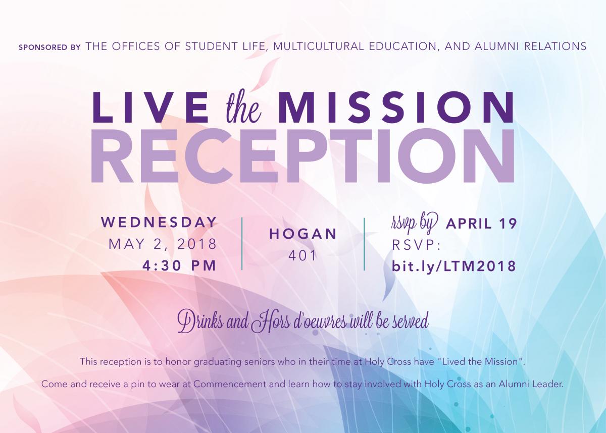 Live the Mission Reception 2018 invitation example