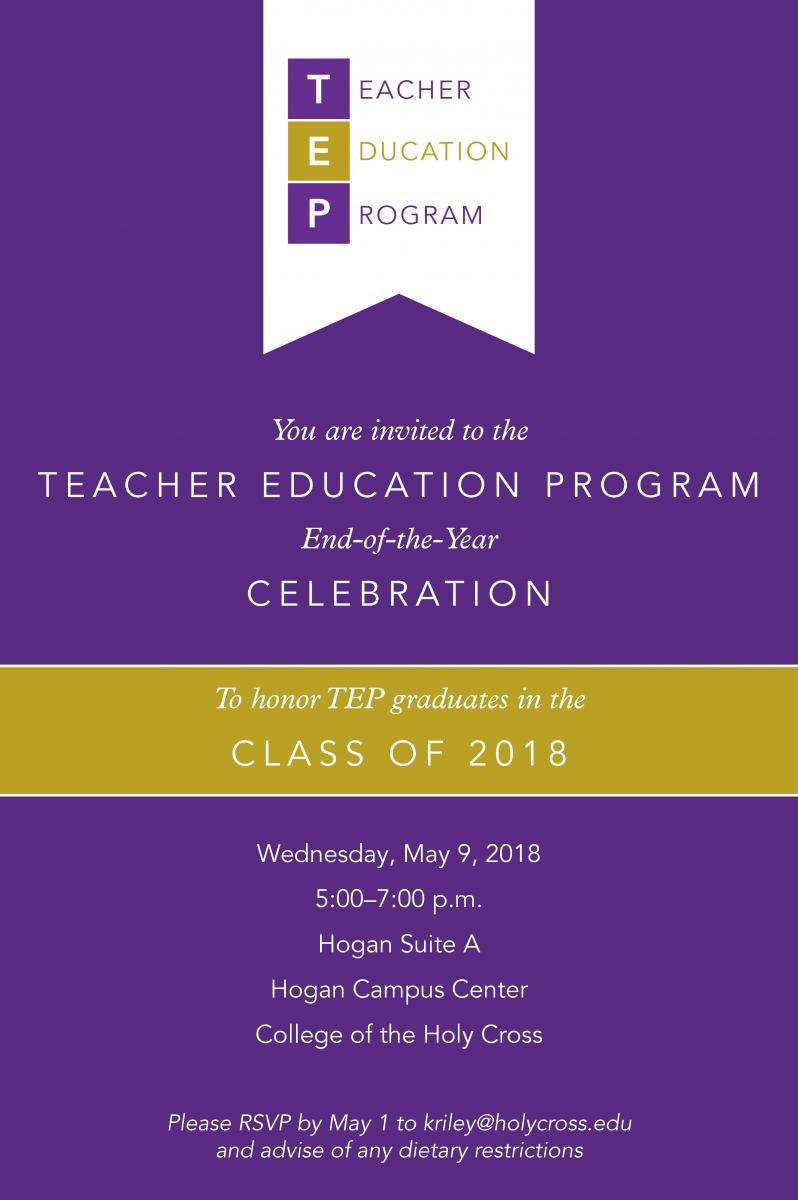 Teacher Education Program end-of-year celebration invitation example