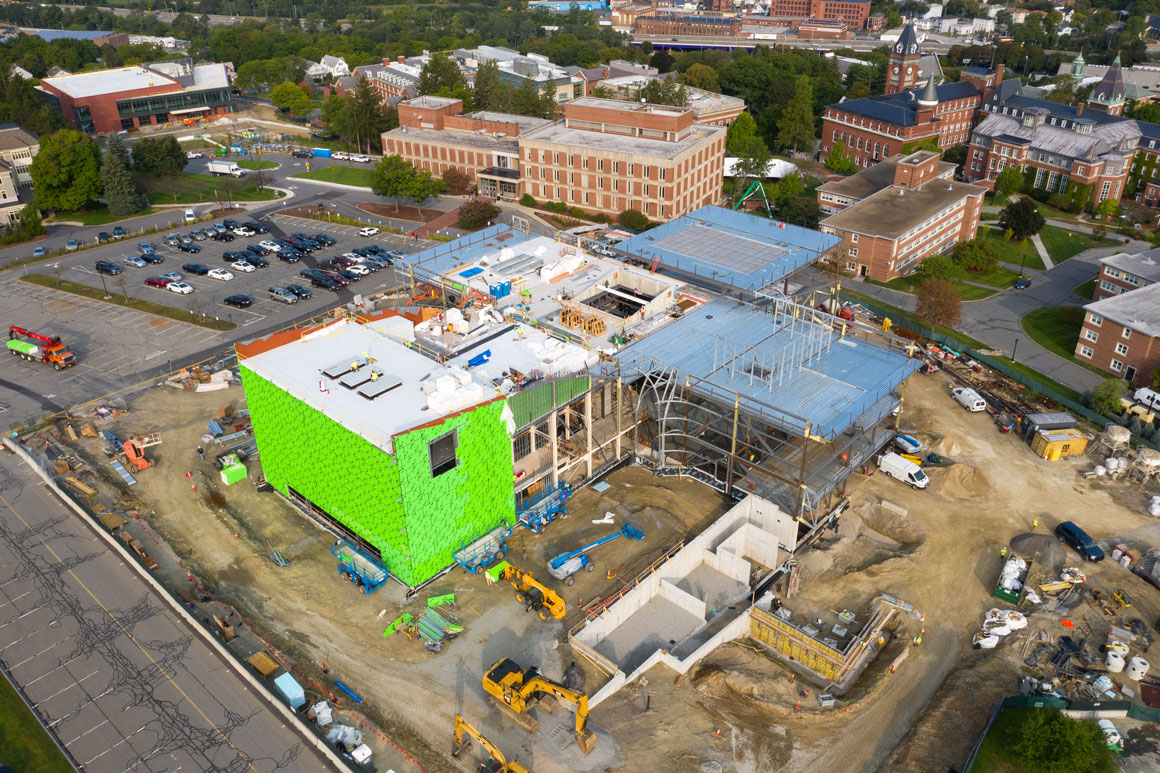 Aerial view of the Prior Performing Arts Center currently under construction