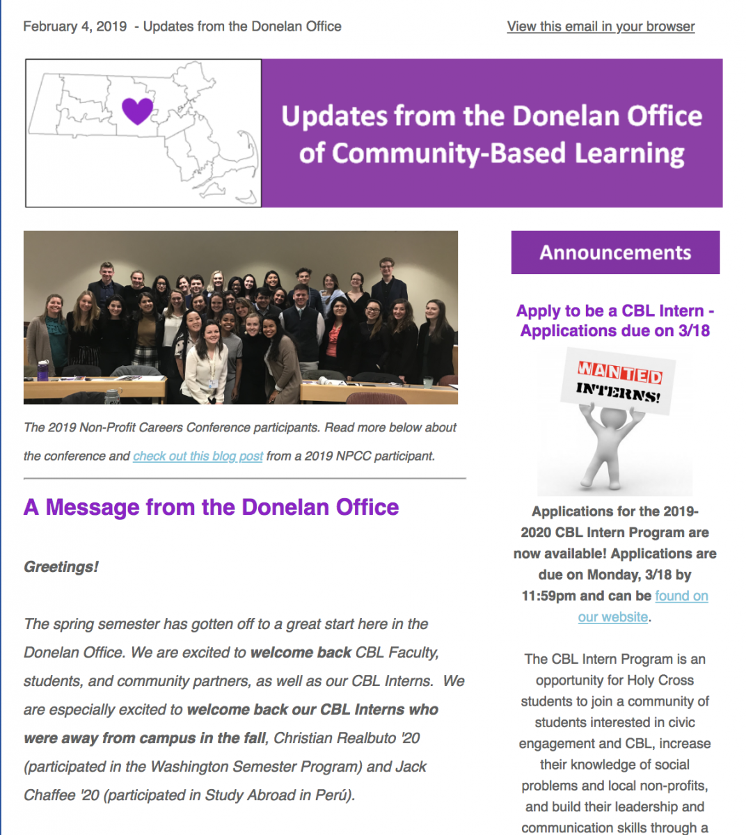 Picture of the February 2019 newsletter.