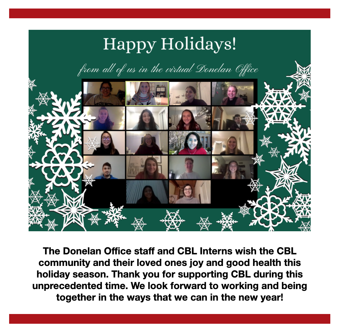 Screen shot of holiday newsletter