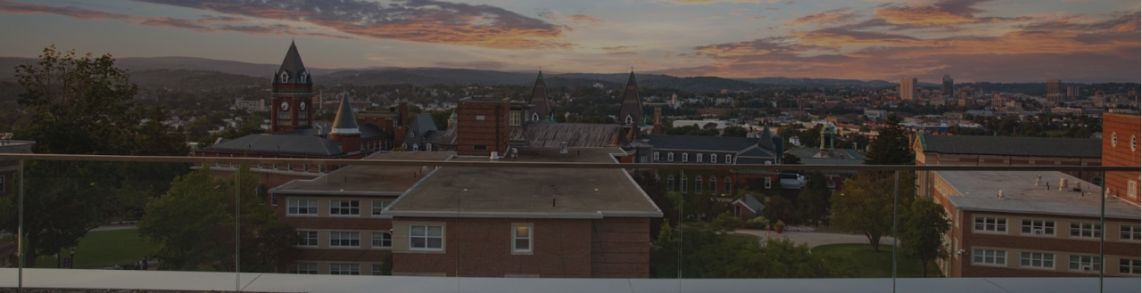 top of building looking over campus out to the city of worcester
