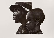 Image of an African American woman wearing a hat with a small boy next to her.