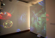 Installation view of light projects and video animations by Grace Peluso.