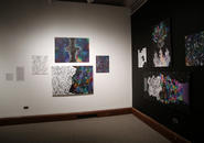 Installation view of paintings by Jasmine Williams.