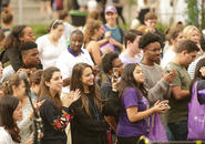 A group of students watch the performances during the 175th Anniversary Celebration. Photo by Tom Rettig