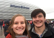 Michael Melch ’20 and MacKenzie Swain ’20 at the Allianz Arena, a football stadium in Munich, Germany. 