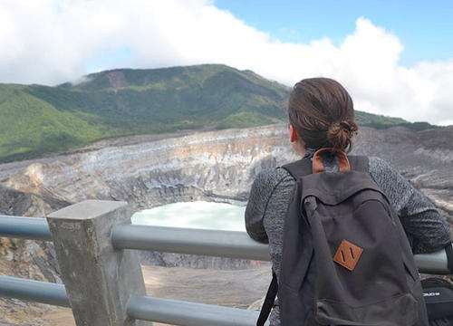 Katie Bowles '18 overlooks the Poas Volcano in Costa Rica while studying abroad. Bowles will be serving in the Peace Corps in Costa Rica for the next two years.