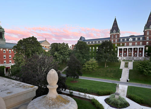 Fenwick Hall viewed from Kimball Hall during summer.