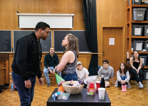Isser observes students during his Shakespeare Through Performance class this spring