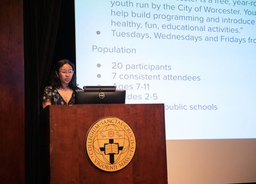 Maia Lee-Chin, the 2020-2021 Fenwick Scholar, presents at Academic Conference.