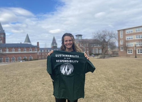 Ren?e LeBlanc '21, co-chair of EcoAction, on the Hoval last year.