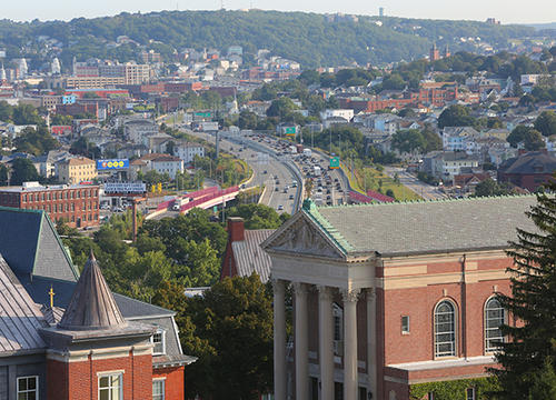 City of Worcester seen here from the Holy Cross campus. Photo by Tom Rettig