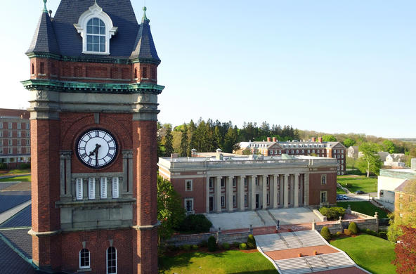 O'Kane clocktower with Dinand Library in the background