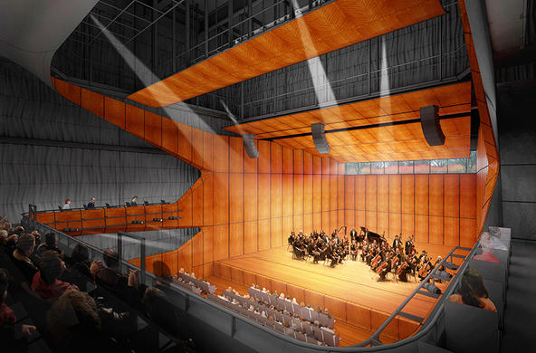 artist rendering of proscenium theater in the Prior Center for Performing Arts