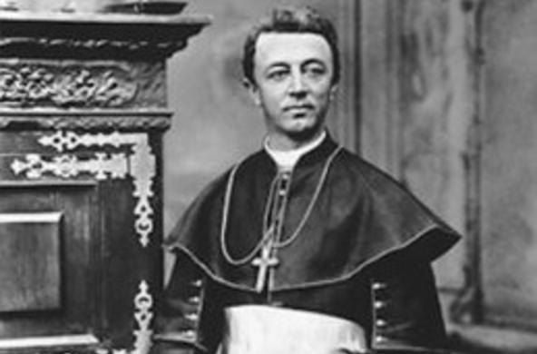 black and white image of bishop healy