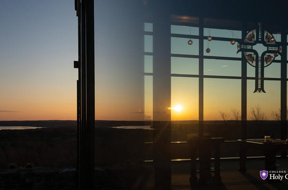 photo of sunset through a window