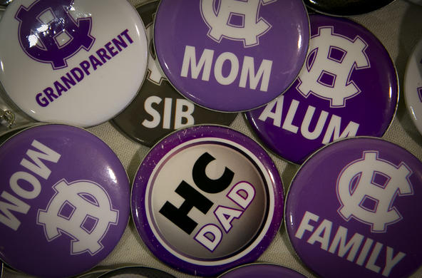 Pins for family members of Holy Cross students.