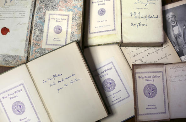 Image of books found in the Holy Cross Archives 