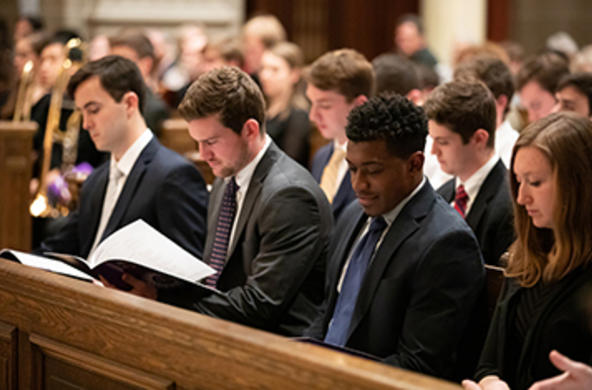 students in the chapel