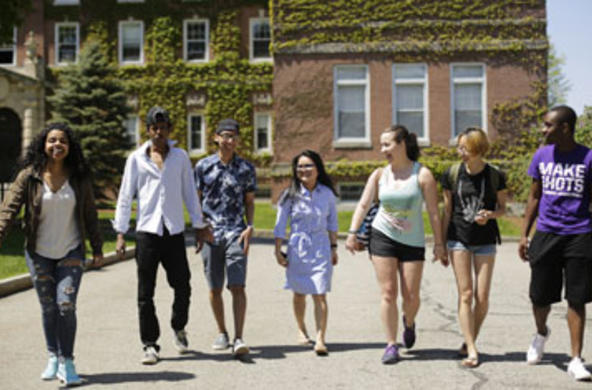 a group of students on campus 