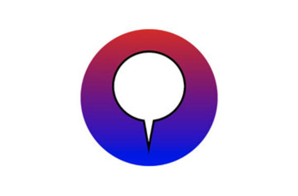 red and blue circle with a white center