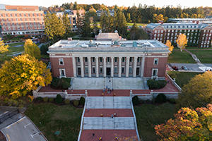 aerial view of Dinand Library 