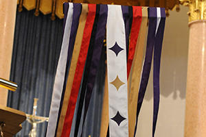 colorful streamers in St. Joseph Chapel
