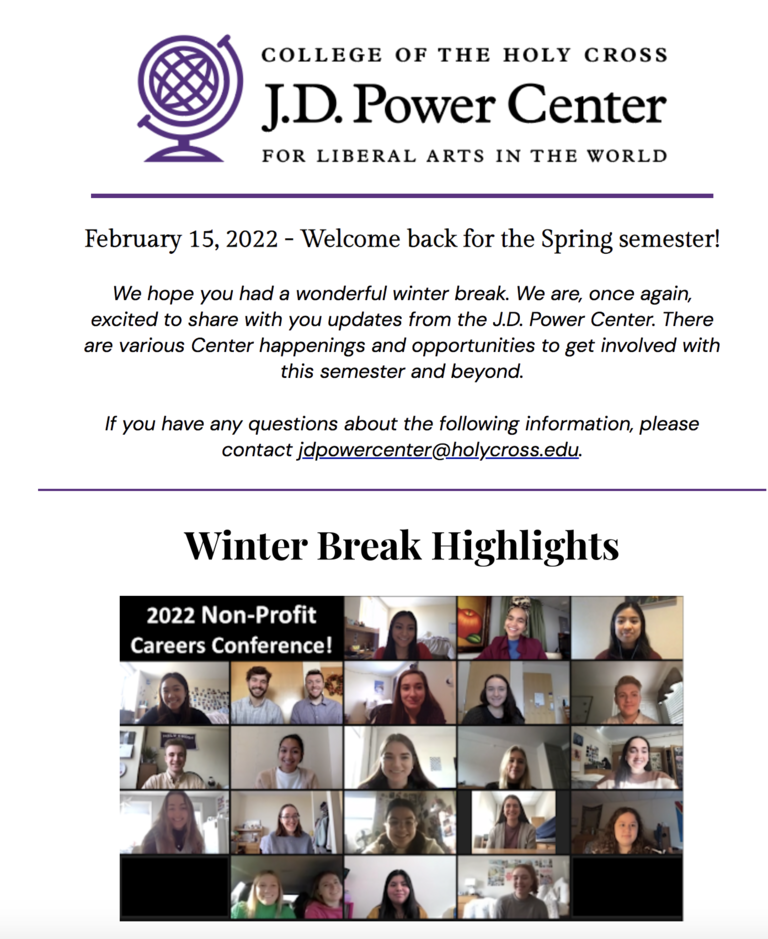 J.D. Power Center Newsletter screenshot