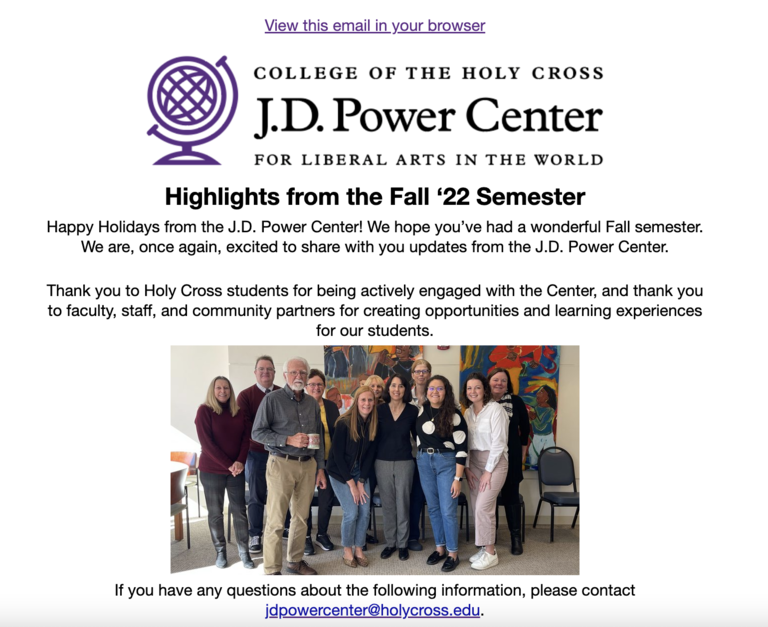 Screen shot of J.D. Power Center newsletter