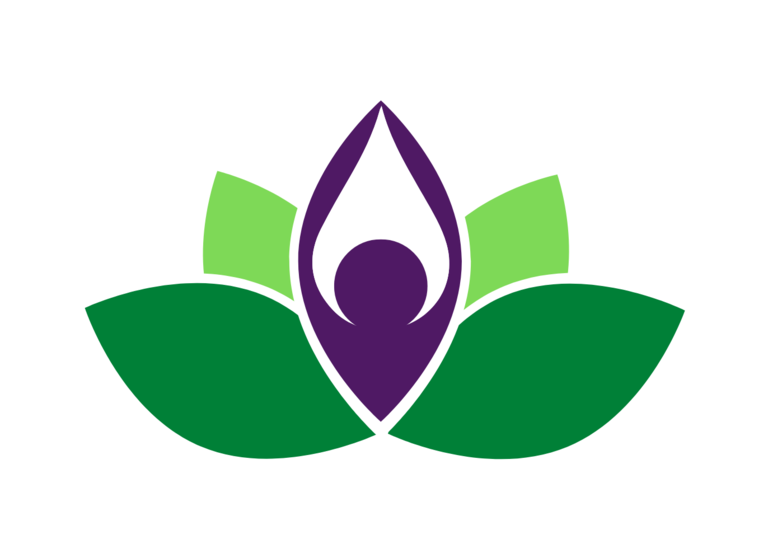 Student wellness logo. A flower that is actually two leaves and a representation of a person from the back holding their hands together above their head. The person is the flower. Below the graphic, it says Student Wellness Education @hc-swellness College of the Holy Cross