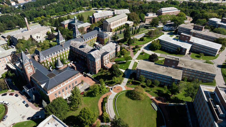 Aerial view of Holy Cross campus