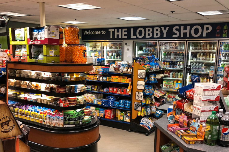 On-campus convenience store, the Lobby Shop