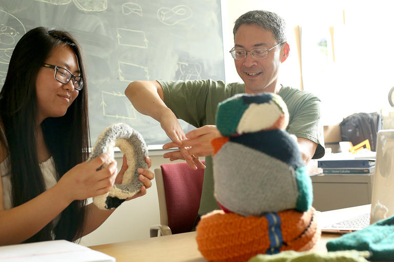 students knitting