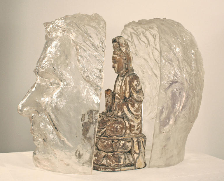 Sculptural head with deity by Viktor Lois 