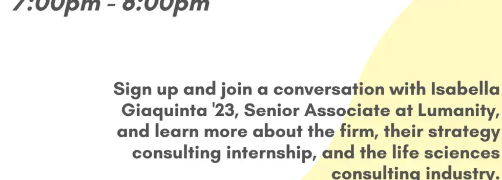 CCD: Lumanity Virtual Chat w/ Isabella Giaquinta '23