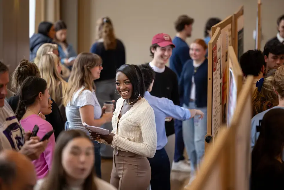 A student presents their works at the 2026 Holy Cross academic conference