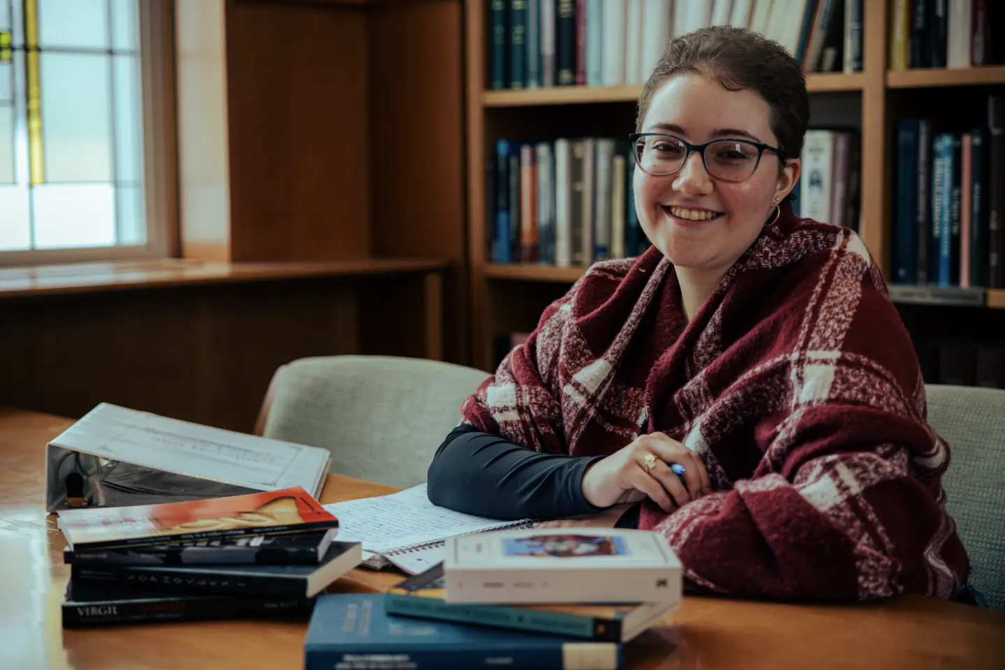 Eowyn Bailey, a Holy Cross Fenwick Scholar, poses for a photo