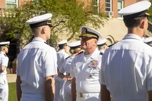Midshipmen with commander