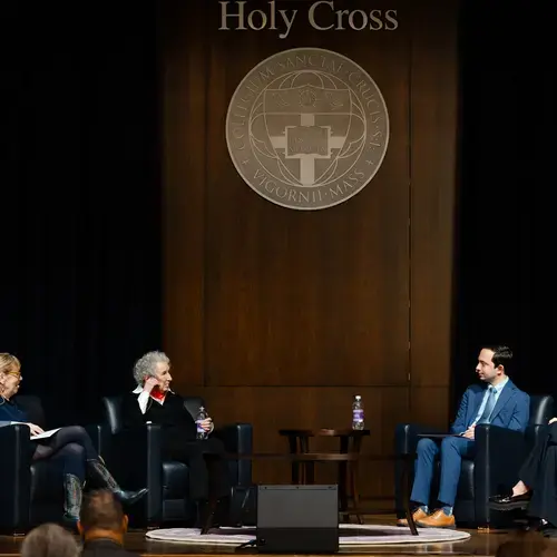 Margaret Atwood and Ann Dowd were the guests at the Holy Cross Hanify-Howland lecture in 2026.