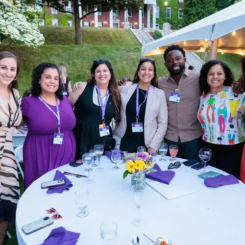 A group celebrates reunion at Holy Cross