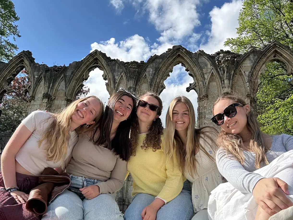 A group of Holy Cross students on Study Abroad pose for a photo
